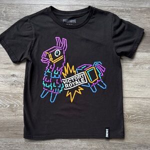 Fortnite Black Kids T-Shirt with Neon Llama Design
